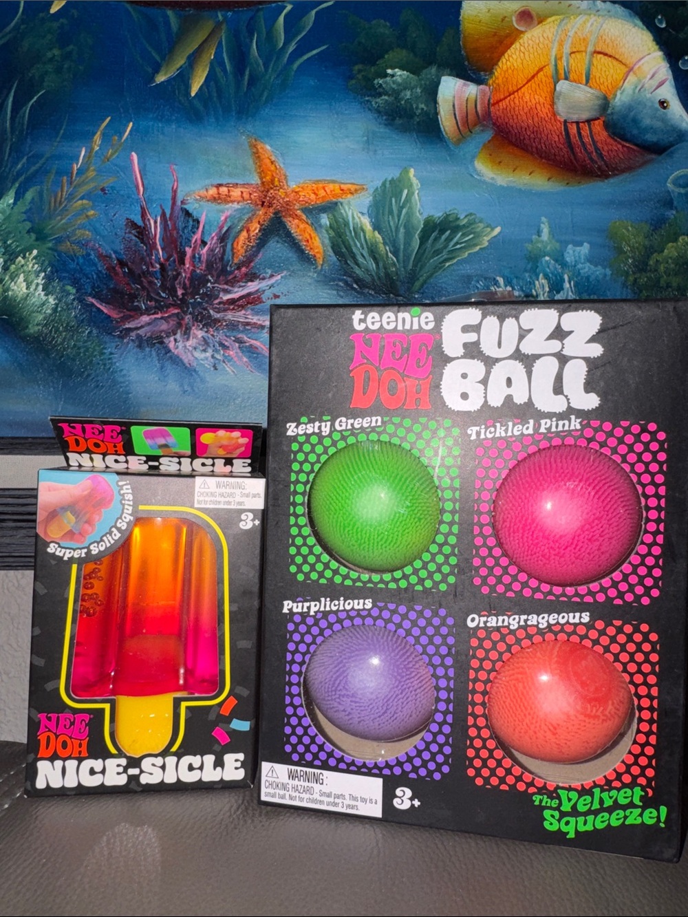 Teenie Nee Doh Fuzz Ball 4-Pack — Green, Pink, Purple, Orange & Nice-Sicle 🧶❣️